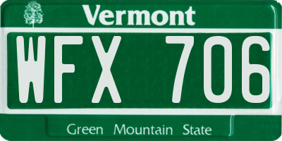 VT license plate WFX706