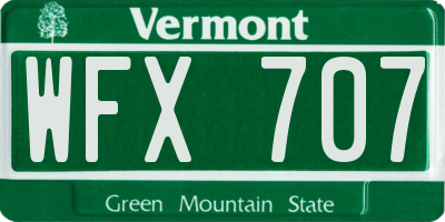 VT license plate WFX707