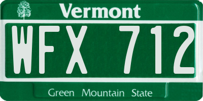 VT license plate WFX712