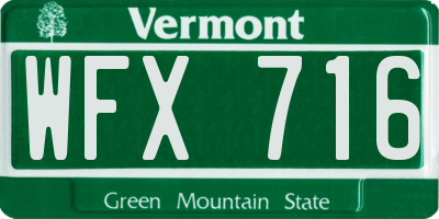 VT license plate WFX716