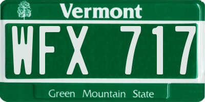 VT license plate WFX717