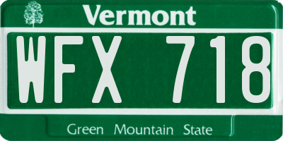 VT license plate WFX718