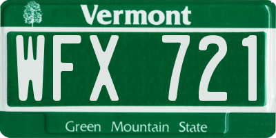 VT license plate WFX721