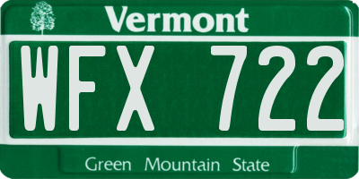 VT license plate WFX722