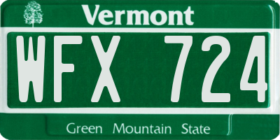 VT license plate WFX724