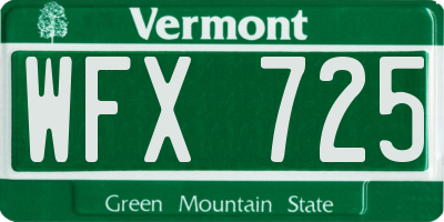 VT license plate WFX725
