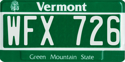 VT license plate WFX726