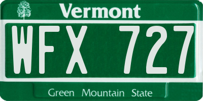 VT license plate WFX727