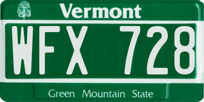 VT license plate WFX728