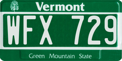VT license plate WFX729