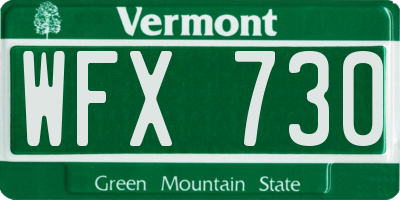 VT license plate WFX730