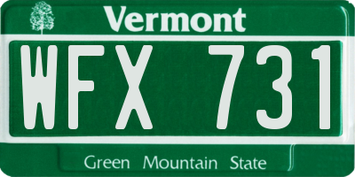 VT license plate WFX731
