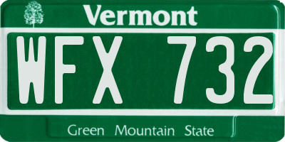 VT license plate WFX732