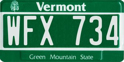 VT license plate WFX734