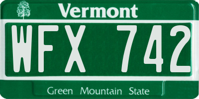 VT license plate WFX742