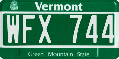 VT license plate WFX744