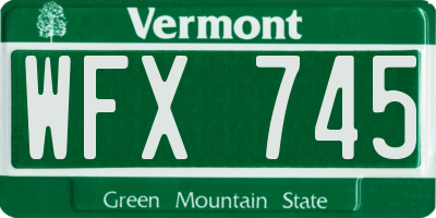 VT license plate WFX745
