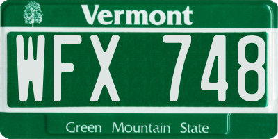 VT license plate WFX748