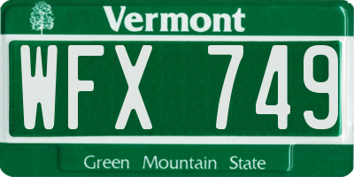 VT license plate WFX749