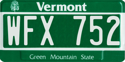 VT license plate WFX752