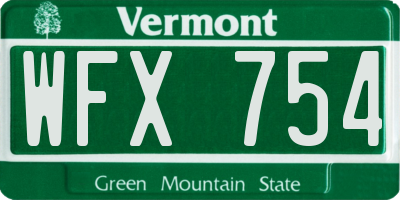 VT license plate WFX754