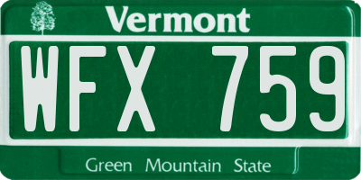 VT license plate WFX759