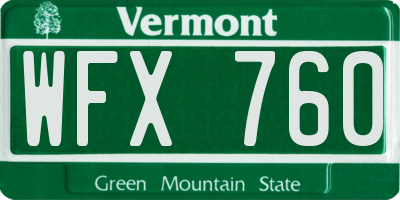 VT license plate WFX760