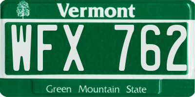 VT license plate WFX762