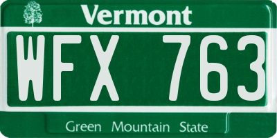 VT license plate WFX763