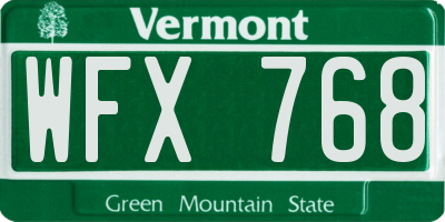 VT license plate WFX768