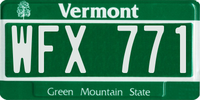 VT license plate WFX771