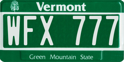 VT license plate WFX777