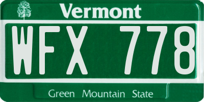 VT license plate WFX778