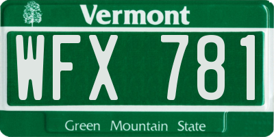 VT license plate WFX781