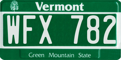 VT license plate WFX782