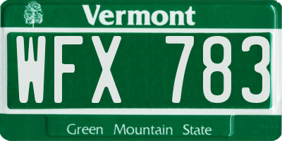 VT license plate WFX783