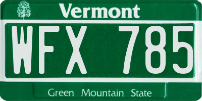 VT license plate WFX785