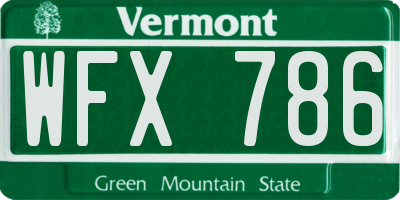 VT license plate WFX786