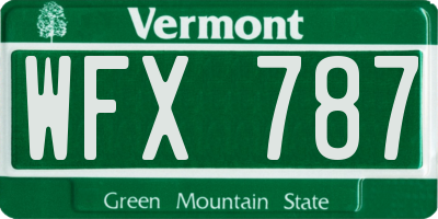 VT license plate WFX787