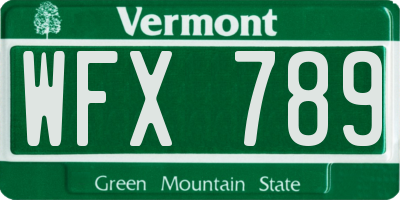 VT license plate WFX789