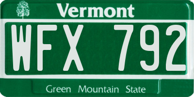 VT license plate WFX792
