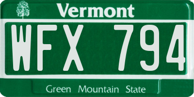 VT license plate WFX794