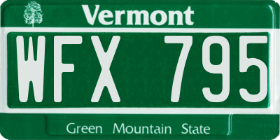 VT license plate WFX795