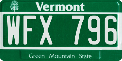 VT license plate WFX796