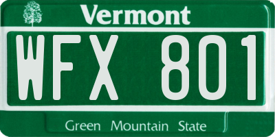 VT license plate WFX801