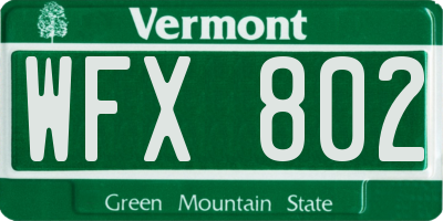 VT license plate WFX802
