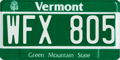 VT license plate WFX805