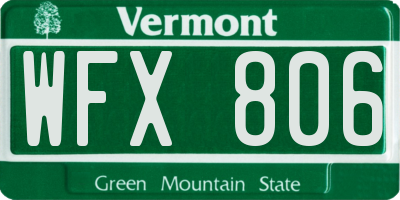 VT license plate WFX806