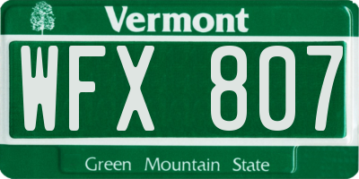 VT license plate WFX807