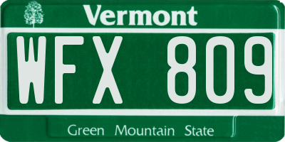 VT license plate WFX809